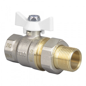 Кран шаровой полный проход TEBO c накидной гайкой  1/2" белая бабочка (10/80)